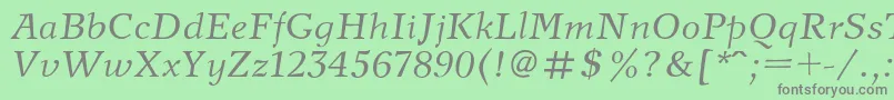 フォントNewjournalItalic – 緑の背景に灰色の文字