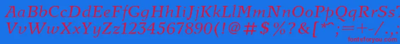 NewjournalItalic Font – Red Fonts on Blue Background