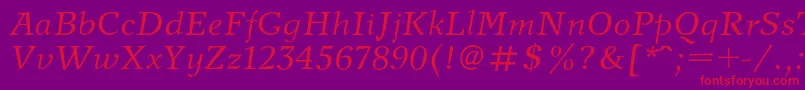 NewjournalItalic Font – Red Fonts on Purple Background