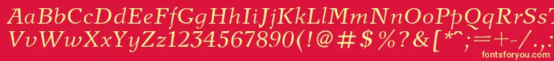 NewjournalItalic Font – Yellow Fonts on Red Background