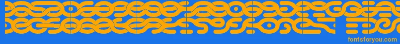 3strands-Schriftart – Orangefarbene Schriften auf blauem Hintergrund