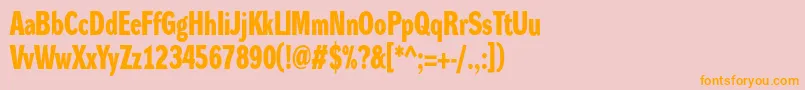 フォントDynagroteskdcBold – オレンジの文字がピンクの背景にあります。