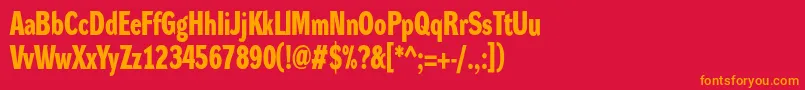 フォントDynagroteskdcBold – 赤い背景にオレンジの文字