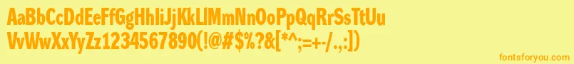 DynagroteskdcBold-fontti – oranssit fontit keltaisella taustalla