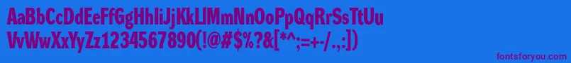DynagroteskdcBold-Schriftart – Violette Schriften auf blauem Hintergrund