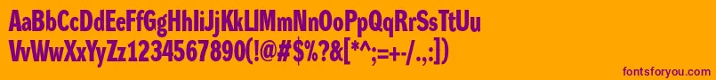フォントDynagroteskdcBold – オレンジの背景に紫のフォント