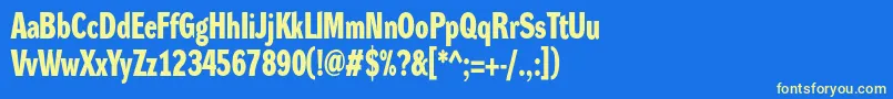 DynagroteskdcBold-fontti – keltaiset fontit sinisellä taustalla