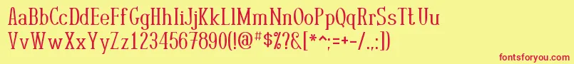 RutabanNormal Font – Red Fonts on Yellow Background