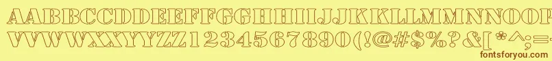 ArmyHollowWide Font – Brown Fonts on Yellow Background