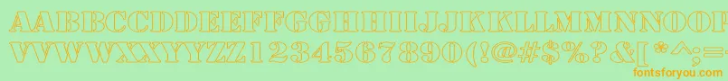 ArmyHollowWide-Schriftart – Orangefarbene Schriften auf grünem Hintergrund