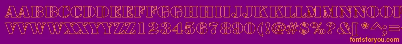 ArmyHollowWide-Schriftart – Orangefarbene Schriften auf violettem Hintergrund