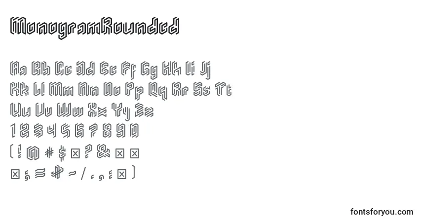 Шрифт MonogramRounded – алфавит, цифры, специальные символы