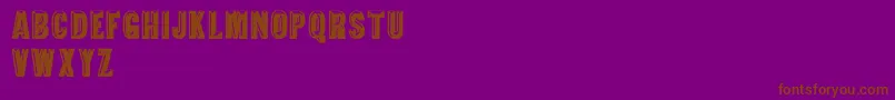 TejaratchiThBold-Schriftart – Braune Schriften auf violettem Hintergrund