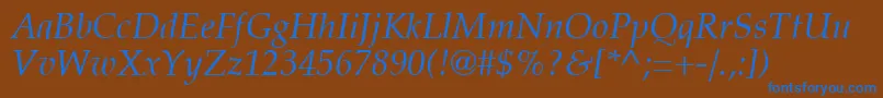 PalatiaItalic Font – Blue Fonts on Brown Background