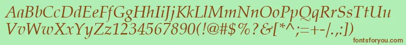 PalatiaItalic Font – Brown Fonts on Green Background