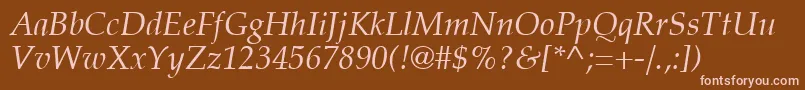 PalatiaItalic Font – Pink Fonts on Brown Background