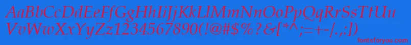 PalatiaItalic Font – Red Fonts on Blue Background