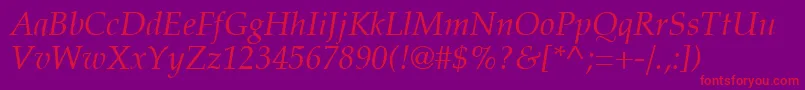 PalatiaItalic Font – Red Fonts on Purple Background