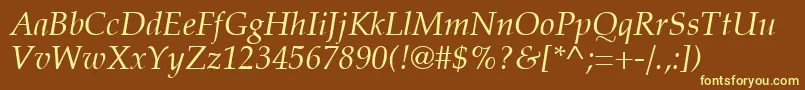 PalatiaItalic Font – Yellow Fonts on Brown Background