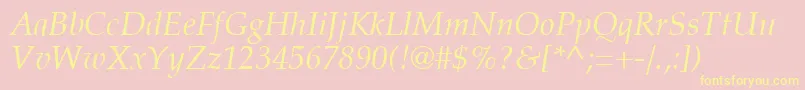 PalatiaItalic Font – Yellow Fonts on Pink Background