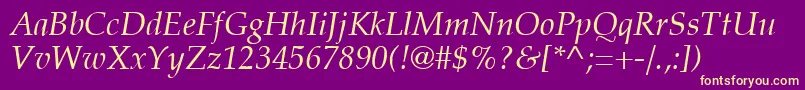 PalatiaItalic Font – Yellow Fonts on Purple Background