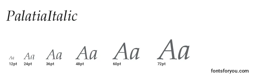 Размеры шрифта PalatiaItalic