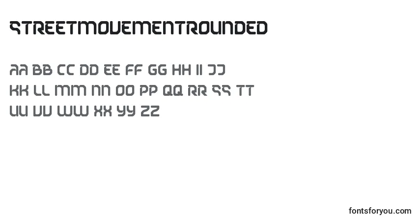characters of streetmovementrounded font, letter of streetmovementrounded font, alphabet of  streetmovementrounded font