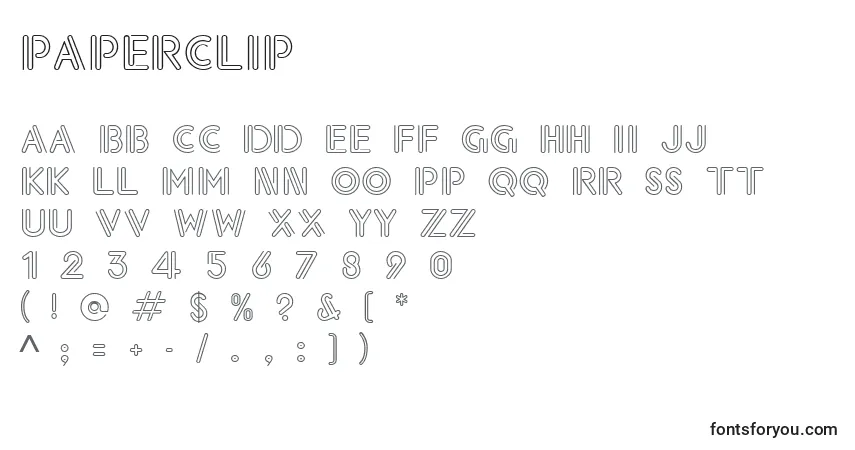 caractères de police paperclip, lettres de police paperclip, alphabet de police paperclip