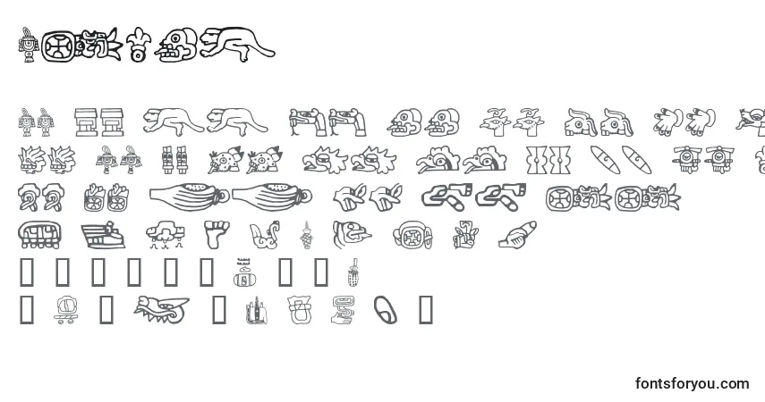 caractères de police aztec, lettres de police aztec, alphabet de police aztec