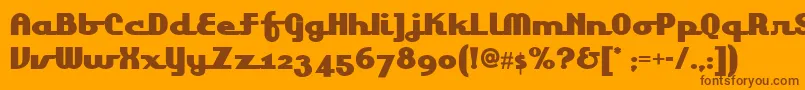 Lakeshore-Schriftart – Braune Schriften auf orangefarbenem Hintergrund