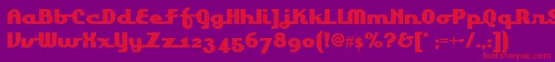 フォントLakeshore – 紫の背景に赤い文字