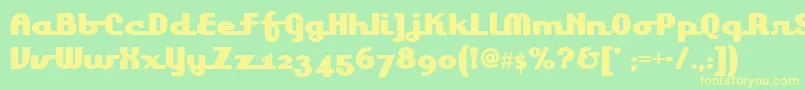 フォントLakeshore – 黄色の文字が緑の背景にあります