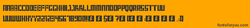 Hangar-Schriftart – Schwarze Schriften auf orangefarbenem Hintergrund