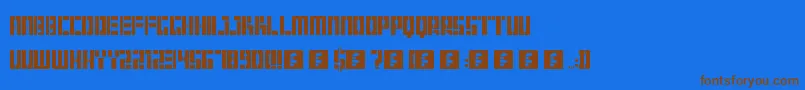 フォントHangar – 茶色の文字が青い背景にあります。