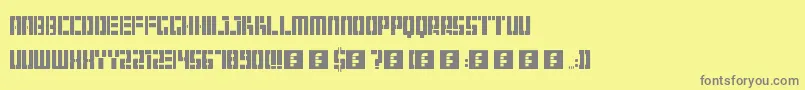 Hangar-fontti – harmaat kirjasimet keltaisella taustalla