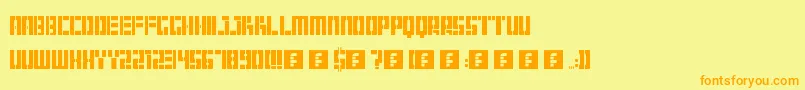 フォントHangar – オレンジの文字が黄色の背景にあります。
