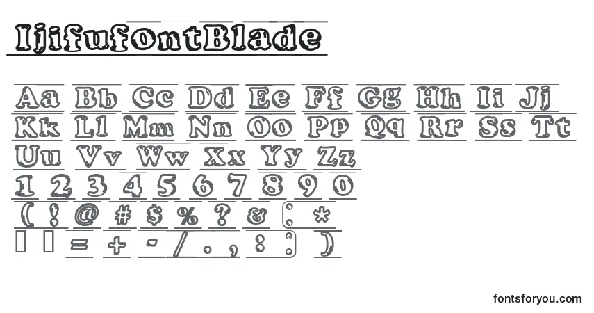 Schriftart IjifufontBlade – Alphabet, Zahlen, spezielle Symbole