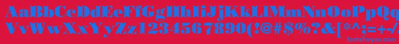 Czcionka Borjomidecorcc – niebieskie czcionki na czerwonym tle