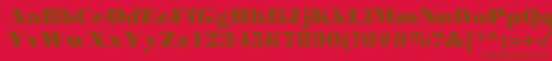 Borjomidecorcc-Schriftart – Braune Schriften auf rotem Hintergrund