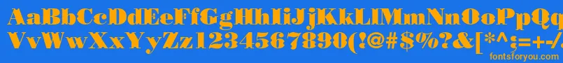 Borjomidecorcc-Schriftart – Orangefarbene Schriften auf blauem Hintergrund