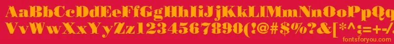 フォントBorjomidecorcc – 赤い背景にオレンジの文字