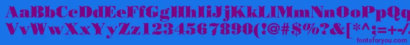 フォントBorjomidecorcc – 紫色のフォント、青い背景