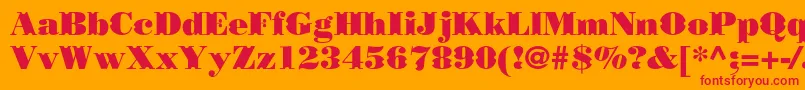 Borjomidecorcc-Schriftart – Rote Schriften auf orangefarbenem Hintergrund
