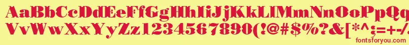 フォントBorjomidecorcc – 赤い文字の黄色い背景