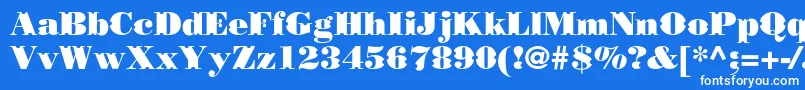 Borjomidecorcc-Schriftart – Weiße Schriften auf blauem Hintergrund