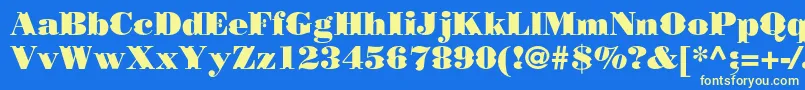 フォントBorjomidecorcc – 黄色の文字、青い背景