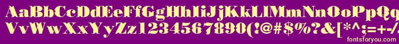 Borjomidecorcc-Schriftart – Gelbe Schriften auf violettem Hintergrund