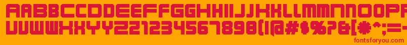 Karnibla-Schriftart – Rote Schriften auf orangefarbenem Hintergrund