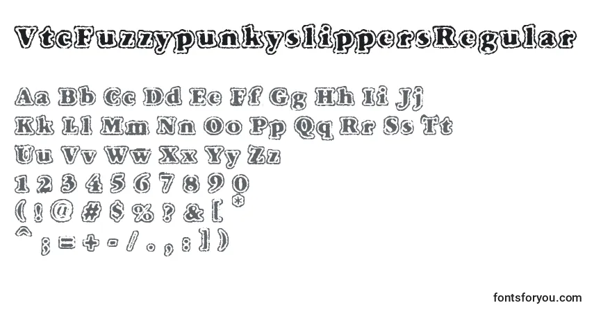 VtcFuzzypunkyslippersRegularフォント–アルファベット、数字、特殊文字