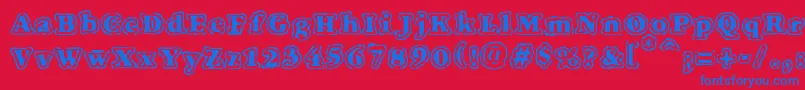 VtcFuzzypunkyslippersRegular Font – Blue Fonts on Red Background